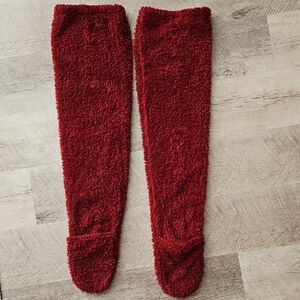 Cozy Red Fuzzy THIGH HIGH slipper Socks